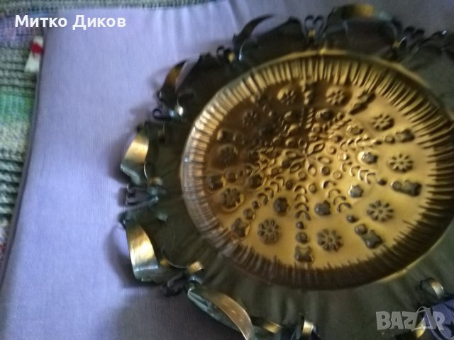 Медна чиния ръчно правена за стена или за поставяне-две позици-фи 295мм, снимка 4 - Декорация за дома - 40622401