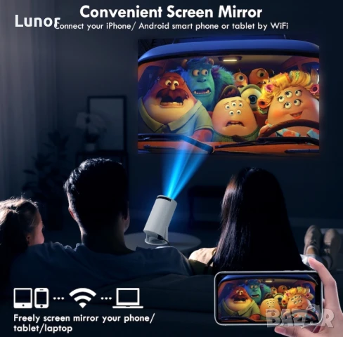 Преносим смарт видео проектор, снимка 6 - Плейъри, домашно кино, прожектори - 51172800