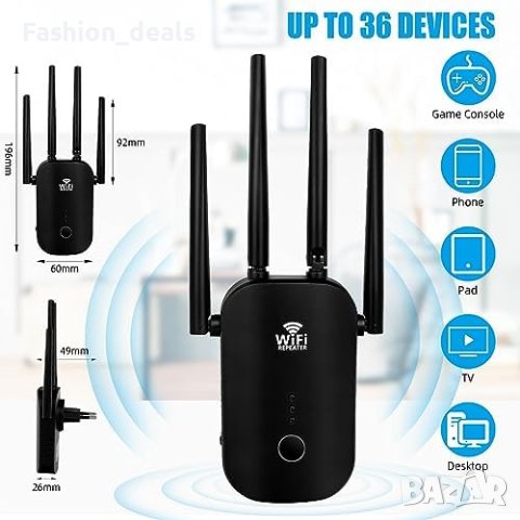 Нов 1200Mbps WiFi удължители усилвател на сигнала за дома Антена интернет, снимка 8 - Друга електроника - 42512198