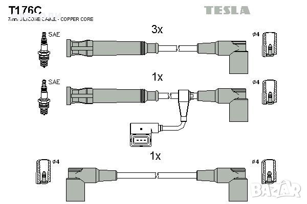 TESLA T176C - Кабели за свещи/запалителни кабели за BMW Е30, E36, E34, снимка 2 - Части - 44400479
