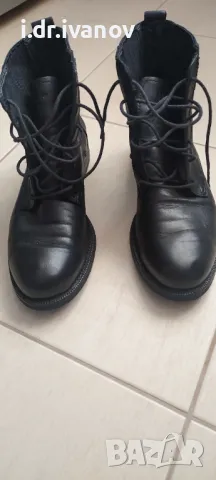 черни кожени ниски боти с връзки MarcO'Polo, снимка 5 - Дамски боти - 49603971