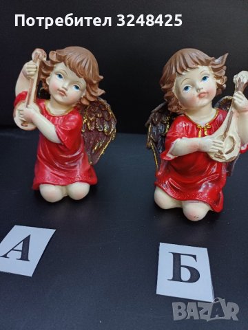 Ангели с мандолина и червена рокля, изработени  от висококачествен полирезин -модел А и Б ., снимка 7 - Статуетки - 42690195