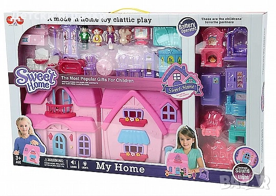 Къща за кукли семейство кукли с куче и мебели, музикална , снимка 4 - Кукли - 52778026