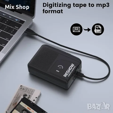 Нов Reshow Walkman касетофон към MP3 цифров конвертор с намаляване на шума,преносим касетофон, черен, снимка 3 - Радиокасетофони, транзистори - 55979489