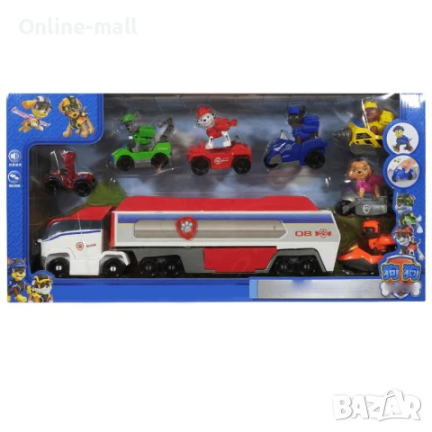 Пес Патрул Камион-База с 7 Фигурки и Превозни Средства – 45 см