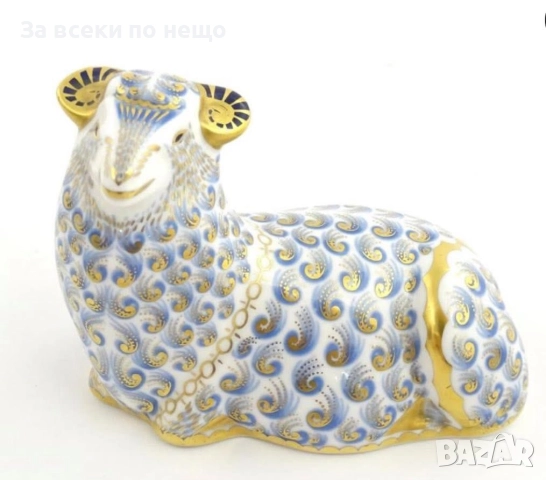 A Royal Crown Derby England  paperweight modelled as a ram/  Circa 1988 Код P1643