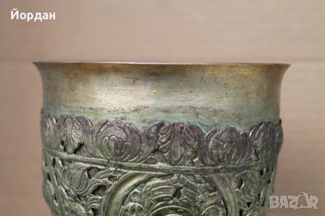 Сребърна чаша с позлата ''Потир'', снимка 3 - Антикварни и старинни предмети - 44389972