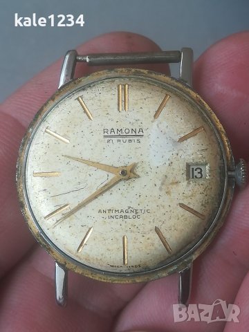 Швейцарски часовник RAMONA 21 rubis. Vintage watch. Мъжки механичен. Swiss made , снимка 2 - Мъжки - 40639686