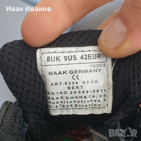 предпазни работни обувки Baak Bert  S3 с бомбе    номер 42 , снимка 2 - Други - 35118906