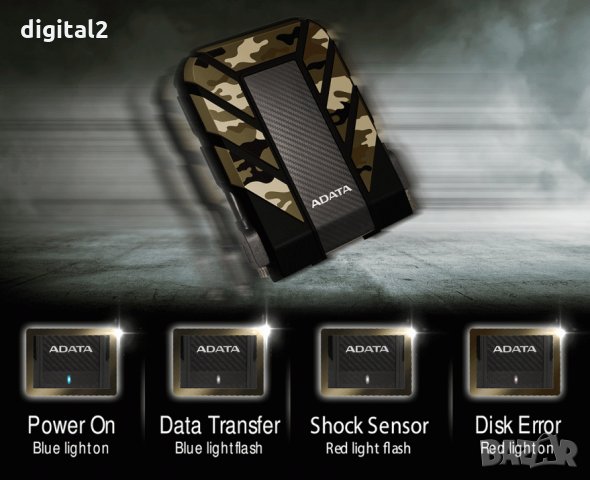 Външен диск удароустойчив EXT 1TB ADATA 710M USB3.1 черен или камофлаж , снимка 5 - Твърди дискове - 32057576