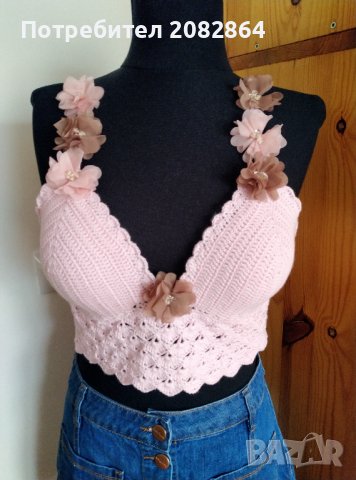  Бюстие в розово с цветя , снимка 1