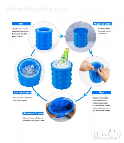 СИЛИКОНОВА ЛЕДАРКА И ФОРМА ЗА ЛЕД ICE CUBE MAKER GENIE - код 3073, снимка 7 - Аксесоари за кухня - 33896224