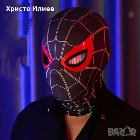 Маска SpiderMan Спайдърмен с мигащи очи и контрол на брадичката реалистична