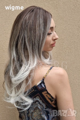 Дълга сребристо руса чуплива перука Силвър, снимка 6 - Аксесоари за коса - 51443561