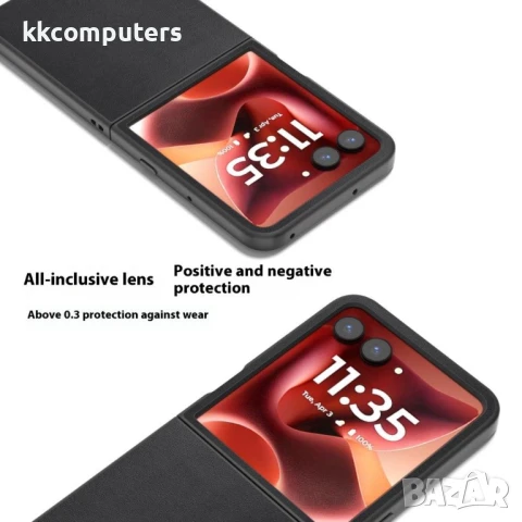 Motorola Razr 60 Ultra 5G ABEEL Electroplating Edge Genuine Cow Leather+PC Удароустойчив Калъф и Про, снимка 5 - Калъфи, кейсове - 50443427