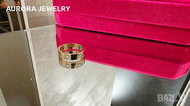 CARTIER Love Gold 6 Diamonds Classic Model Пръстен, снимка 4 - Пръстени - 53006676