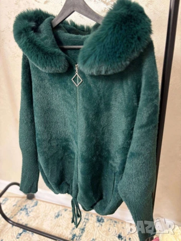 кашмирена жилетка / палто с пухена яка , снимка 2 - Палта, манта - 51609353