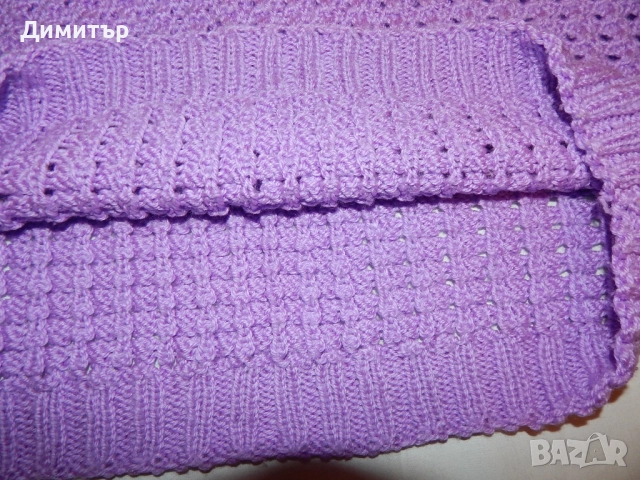 Лилава блуза ръчно плетиво, Л-ХЛ размер, снимка 7 - Блузи с дълъг ръкав и пуловери - 52038784