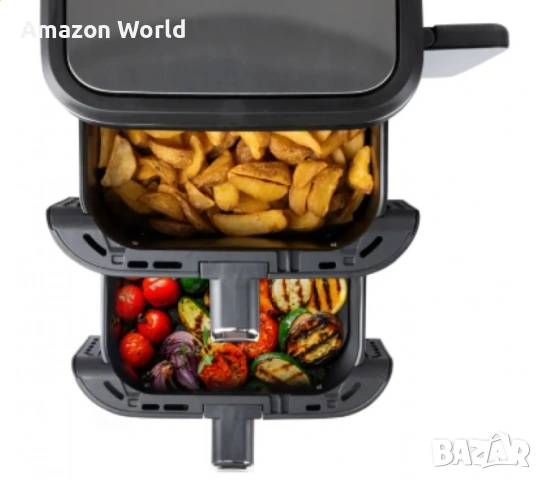 ‼️ Чисто Нов!‼️ Фритюрник с горещ въздух GOURMETMAXX вертикален с двойна кошница 11 литра черен, снимка 4 - Печки, фурни - 54238861