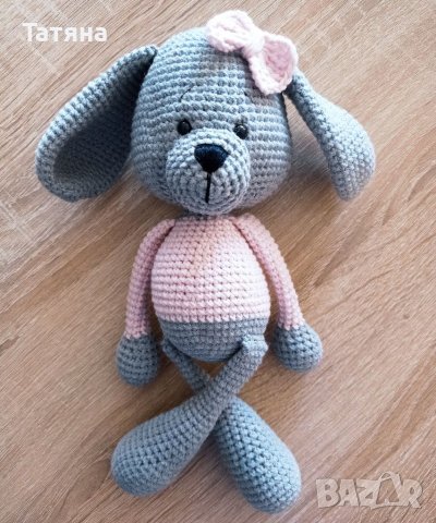 Ръчно плетена играчка куче амигуруми, снимка 2 - Плюшени играчки - 38237156