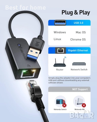 Cable Matters Plug & Play USB към Ethernet адаптер с PXE, поддръжка на клониране на MAC адреси, снимка 3 - Кабели и адаптери - 54164878
