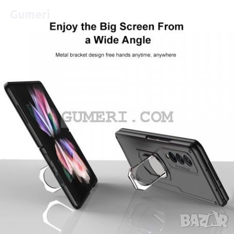 Samsung Galaxy Z Fold3 5G - Елегантен Кейс с Ринг - Черен, снимка 4 - Калъфи, кейсове - 34481662