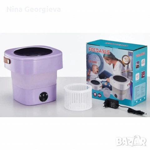 Мини сгъваема пералня с центрофуга – Компактна, мощна и идеална за всеки дом или пътуване - 12 литра, снимка 3 - Перални - 54082771