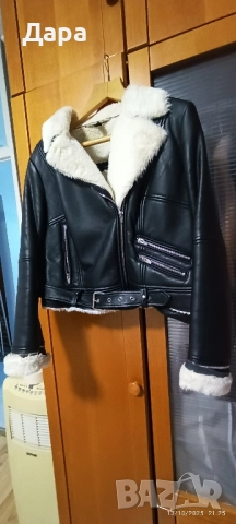 Дамско кожено яке М/L, снимка 2 - Якета - 52046725