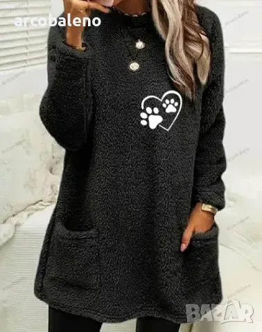 Дамски суичър с дълги ръкави и обло деколте с любовни крачета, 6цвята , снимка 6 - Суичъри - 47991641