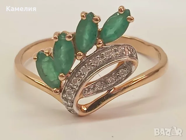 Руско злато. Пръстен с брилианти 