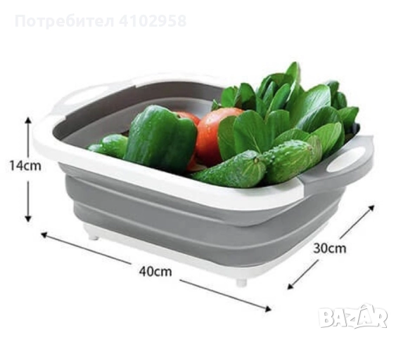 Многофункционална сгъваема дъска за рязане - леген с тапа, снимка 5 - Аксесоари за кухня - 52992270