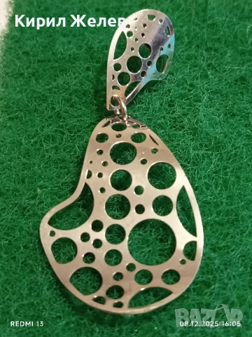 Красива сребърна обеца с абстрактен дизайн дизаинеско бижу 52407