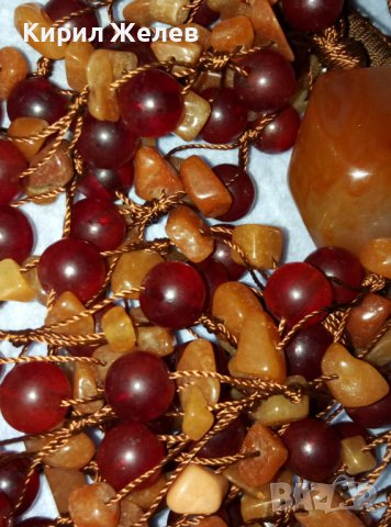 ВЕЛИКОЛЕПНА СКЪПОЦЕННА РЕТРО АРТ ХЕНД МЕЙД ОГЪРЛИЦА от НАТУРАЛЕН КАРНЕОЛ и КЕХЛИБАР 39224, снимка 11 - Колиета, медальони, синджири - 42091206