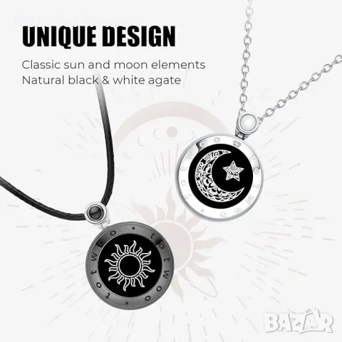 TOTWOO  Комплект колиета Sun&MoonTouch с естествен ахат за двама, снимка 4 - Смарт гривни - 49229993