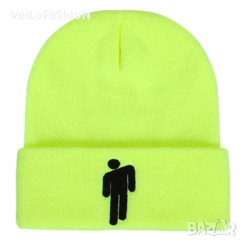 Нова зимна шапка с лого Били Айлиш (Billie Eilish), различни цветове, снимка 3 - Шапки - 46895757