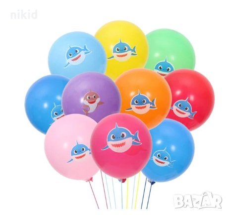  шарени Бебе Акули Baby Shark латекс балон парти рожден ден, снимка 2 - Други - 29430744