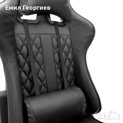 Геймърски стол с прибираща се подложка за крака и функция за масаж - черен, снимка 5 - Столове за офис - 53238212