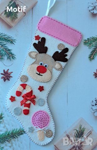 Коледен чорап за камина / лакомства / декорация, снимка 1