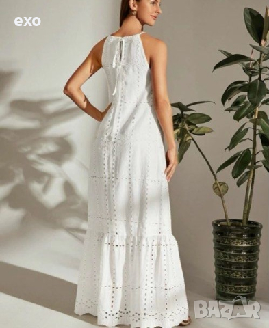 Дълга бяла рокля, Бяла рокля дантела, Елегантна рокля, снимка 2 - Рокли - 44673558