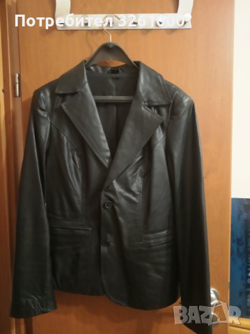 Дамско черно яке естествена кожа, снимка 2 - Якета - 40532324