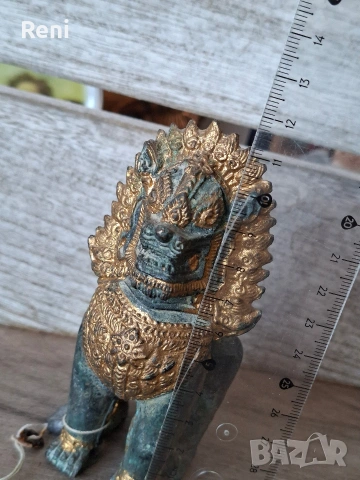 Старинен тайландски лъв, бронзова фигура, снимка 7 - Колекции - 54042142