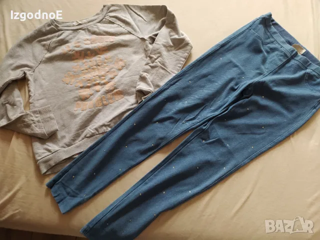 134/140 Клин дънки с камъчета и блузка HM