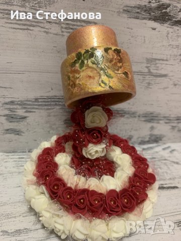 Рисувана 3Д чаша романтичен подарък за влюбените Свети Валентин от рози , снимка 2 - Подаръци за жени - 31498293