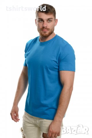 Нова мъжка изчистена тениска в син цвят, снимка 3 - Тениски - 37670502
