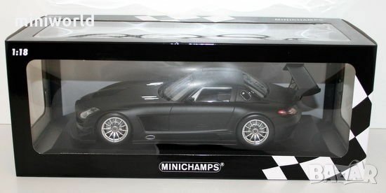 Mercedes-Benz SLS AMG GT3 Street (Matt Black) 2011 - мащаб 1:18 на Minichamps моделът е нов в кутия, снимка 3 - Колекции - 30441677