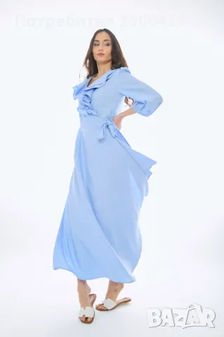 Ленена Рокля Sea - Небесно Синя, снимка 3 - Рокли - 49723518