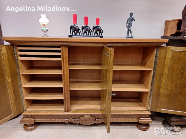 Комод, скрин, бюфет, шкаф с богата дърворезба , снимка 3 - Шкафове - 52677141