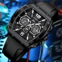 Мъжки часовник 89108с2 черен светещи стрелки черна силиконова каишка, снимка 2