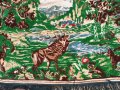 Автентичен стар плюшен ковьор с елен и сърни, снимка 4