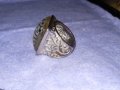 СТАР БОГАТО ОРНАМЕНТИРАН ПОСРЕБРЕН МЕДЕН РЕТРО АРТ ПРЪСТЕН с КАТАЛИН 36970, снимка 7